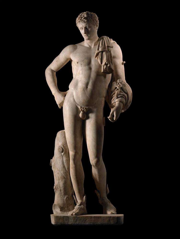 An iconic representation or statue of Hermes.