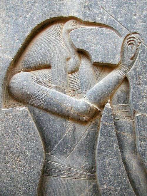 An ancient wall carving or painting of Thoth