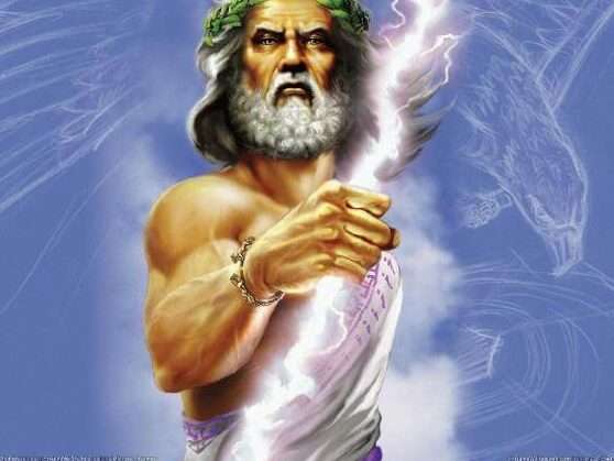 Zeus Holding Lightning Bolt