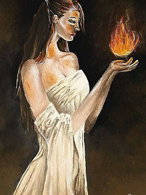Ancient artwork of Hestia’s eternal flame.