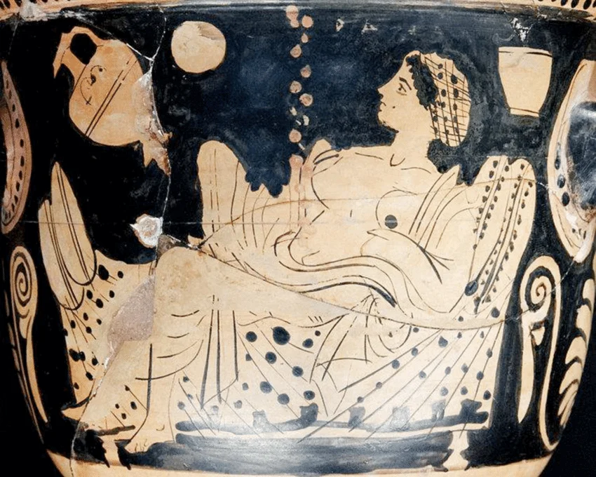 Artistic representation of Zeus visiting Danaë in a shower of gold.