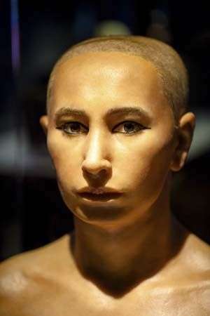 The death mask or CT scans of Tutankhamun’s mummy.