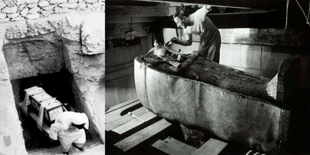 Howard Carter opening the tomb.