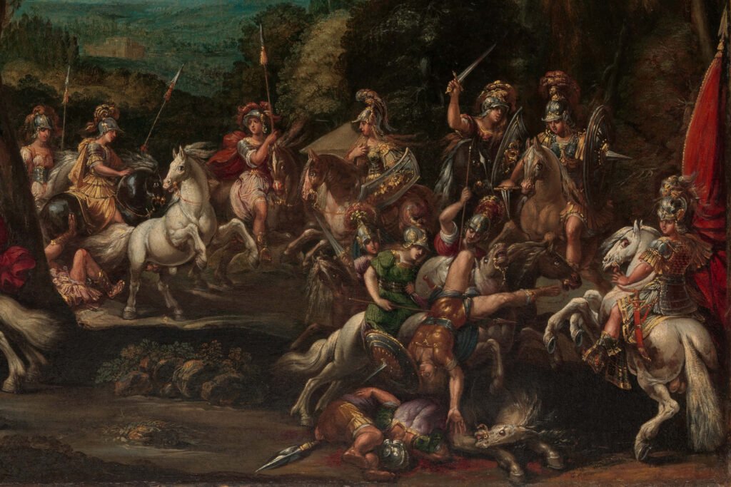 Artwork or sculptures showcasing Ajax in battle.