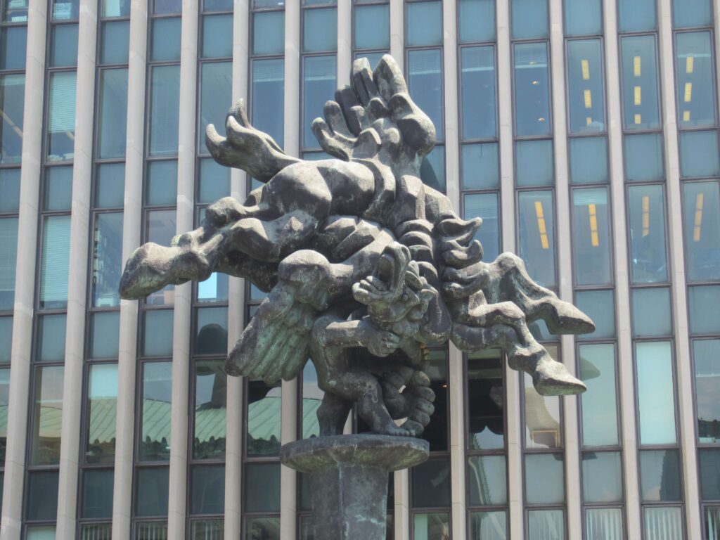 A depiction of Bellerophon taming Pegasus