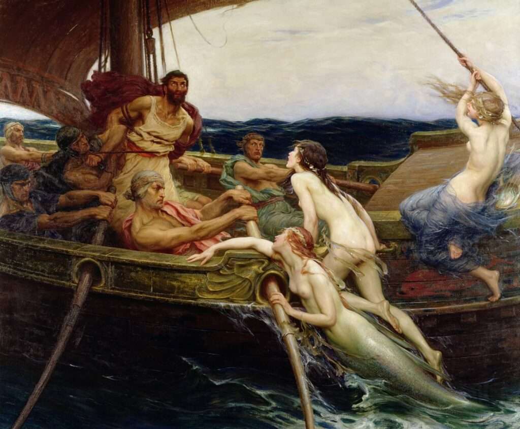 A collage or juxtaposition of ancient and modern depictions of Sirens