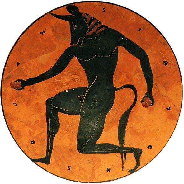 A photo of ancient Greek art depicting the Minotaur