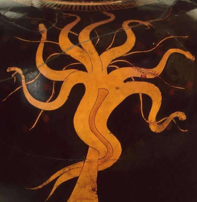 Ancient Greek artworks or pottery depicting Ladon