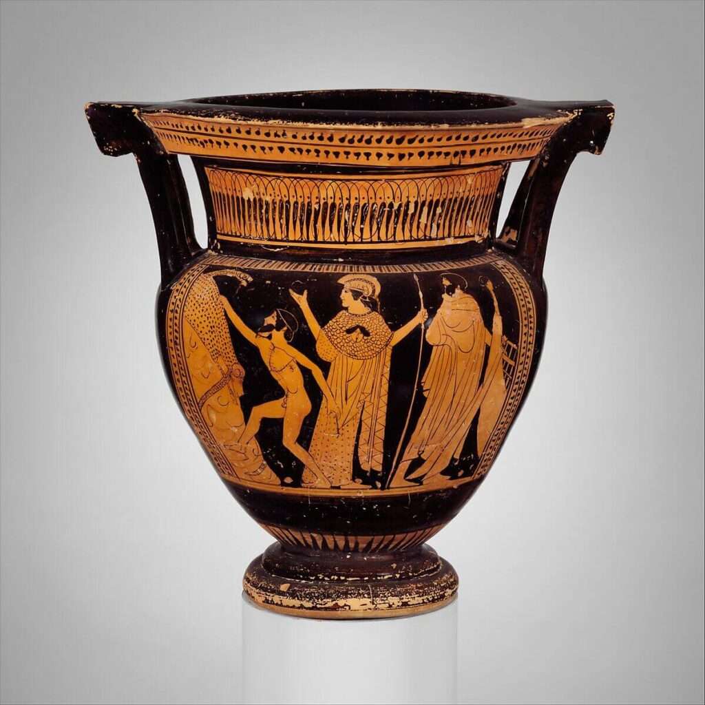 Ancient Greek pottery or sculptures depicting Medusa.