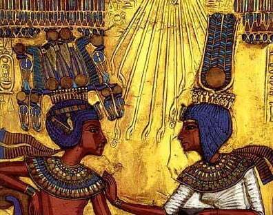 Artistic representations of Egyptian gods like Ra or Amun wearing the Hemhem Crown.
