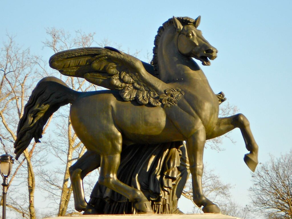 Contemporary artworks or public sculptures of Pegasus.