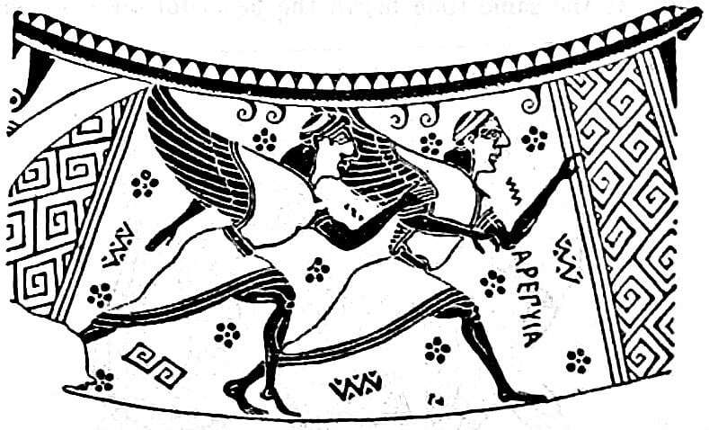 Photos of ancient Greek texts or scripts mentioning Harpies