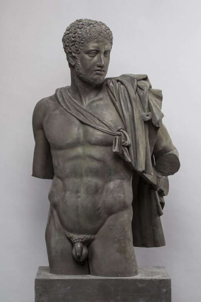 An image of ancient Greek statues or artifacts representing Diomedes