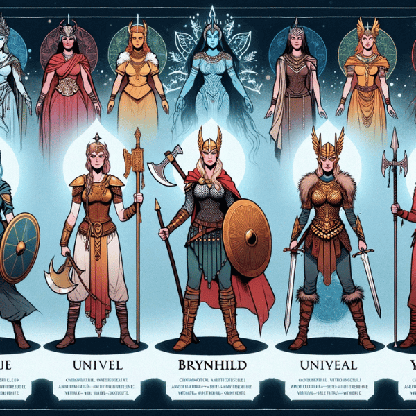 Brynhild with similar female warriors from diverse cultures