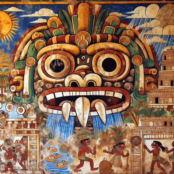 Depiction of Tlaloc, the Aztec rain god