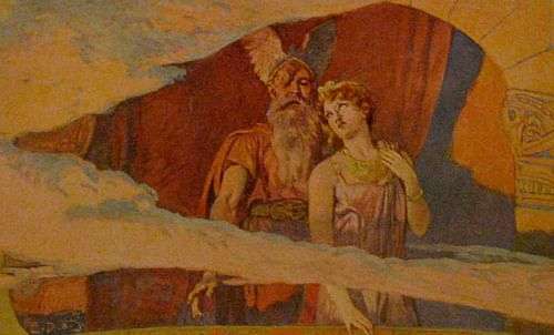 Illustrations of Odin with his family members