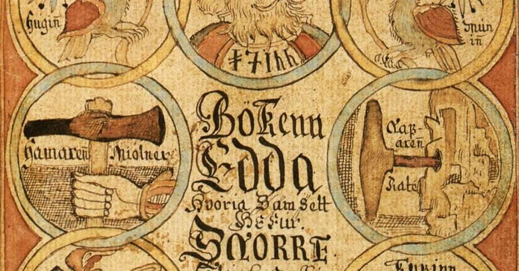Manuscript pages or illustrations from the Poetic Edda or the Prose Edda.
