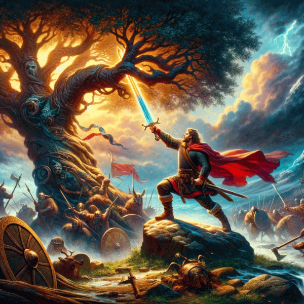 Sigmund's Valor: Drawing the Sword Gram Amidst Epic Battles