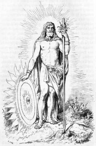 an artistic depiction of Baldur, highlighting his attributes.