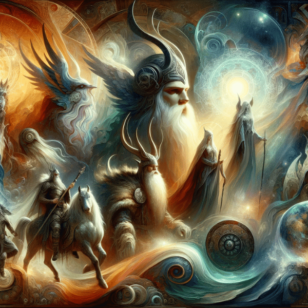 Artistic depiction of Norse gods